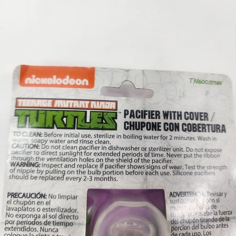 Teenage Mutant Ninja Turtles Donatello Baby Pacifier with Cover NEW in Package